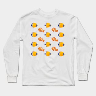 Yellow, blue and orange fish pattern Long Sleeve T-Shirt